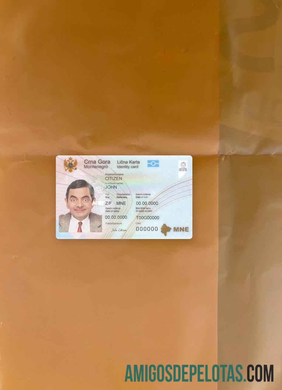 Montenegro ID Card olhar de foto frente exemplo
